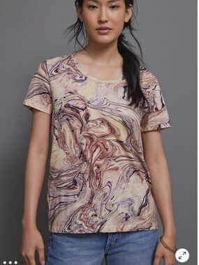 Scotch & Soda XS Marbled Short Sleeve Tee Relaxed Abstract Colorful
